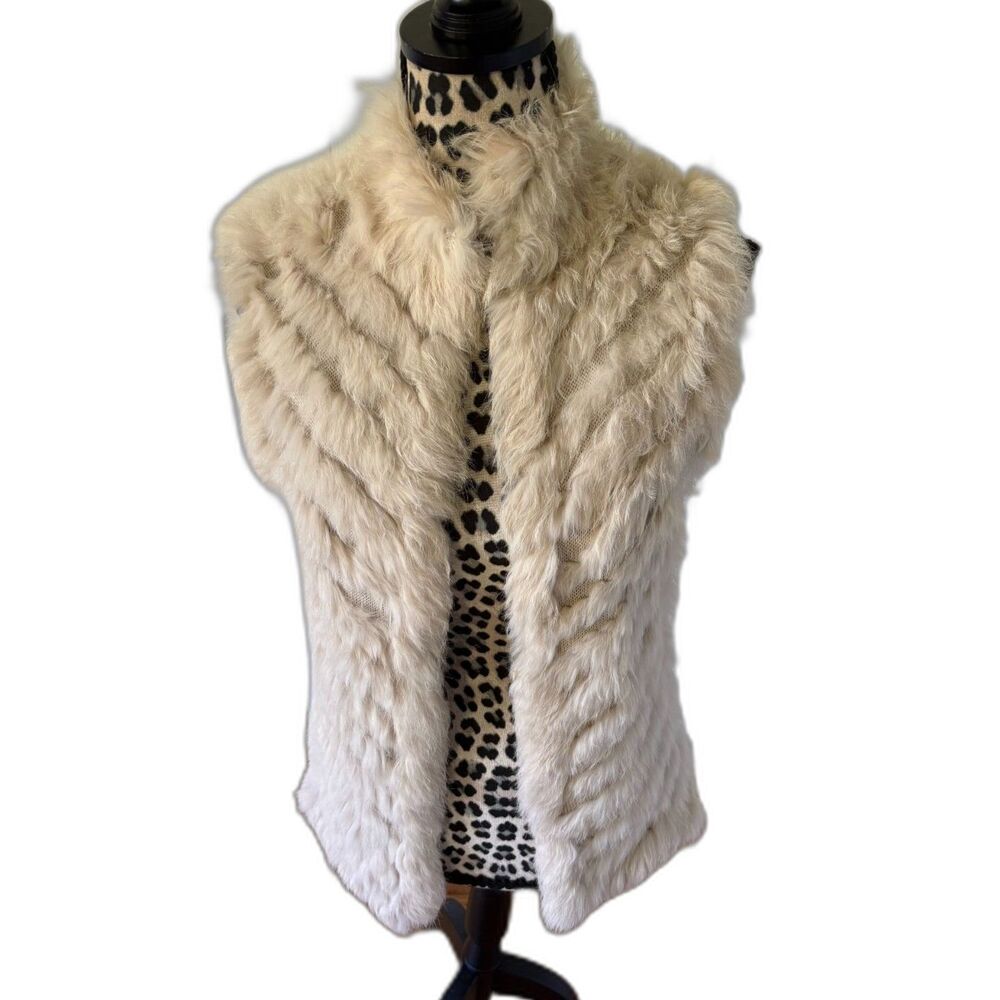 Patrizia Luca Soft Rabbit Fur Vest Cream Large Quiet Luxury Old Money Mobwife